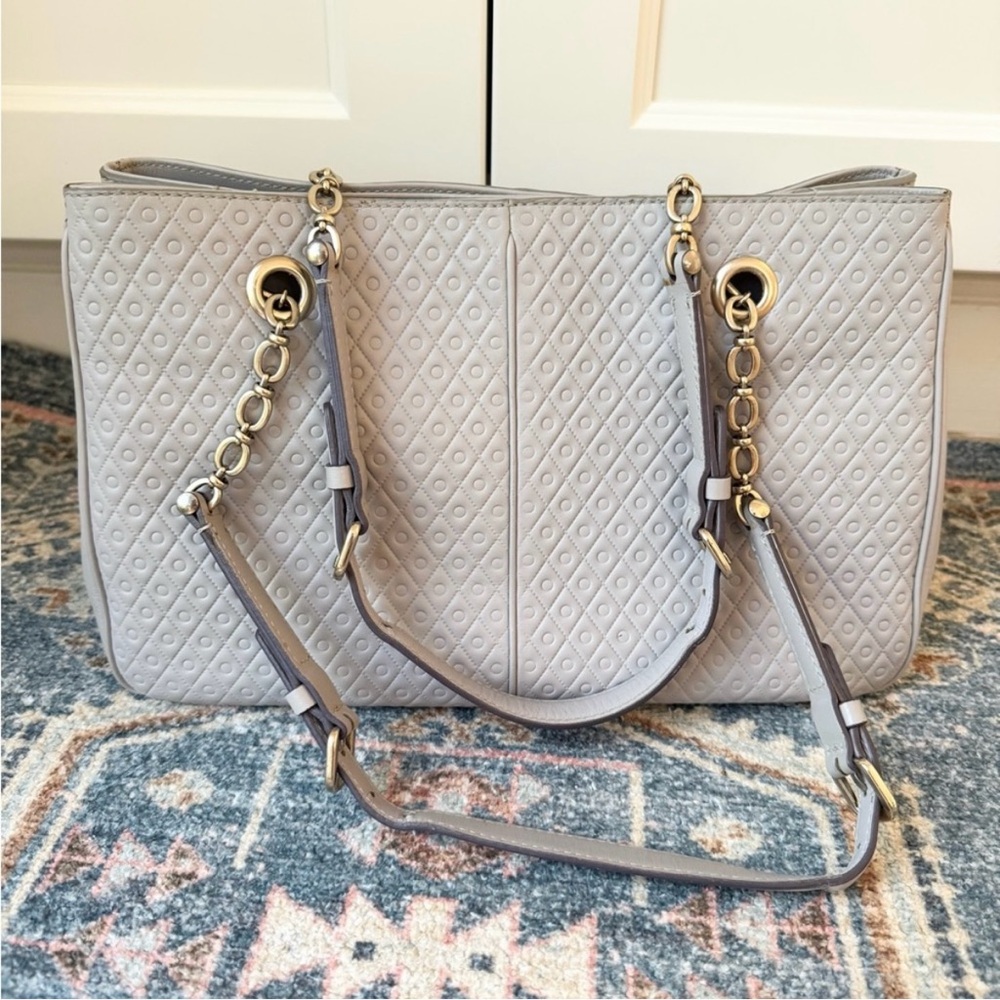 Tod’s Tods quilted leather gray handbag shoulder bag tote patent leather shopper